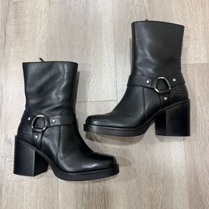 Harley Davidson Zelta 7 Inch Zip Up Black Motorcycle Boots D87265 Size US 8.5